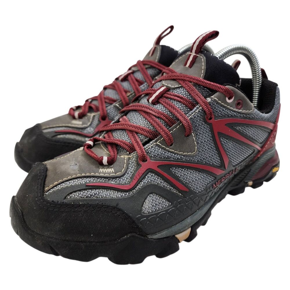 MERRELL Shoes TURBULENCE Womens Size 8 Gray Red Trail Hiking Performance Outdoor